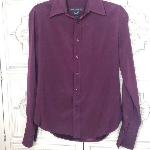 Ralph Lauren black label burgundy silk blend blouse size 2 - Picture 5 of 16